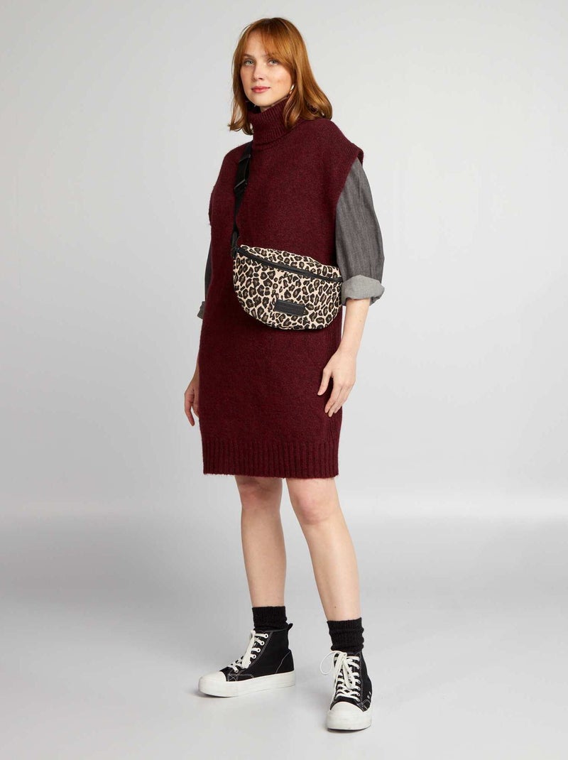 Vestido tipo jersey de cuello vuelto ROJO - Kiabi
