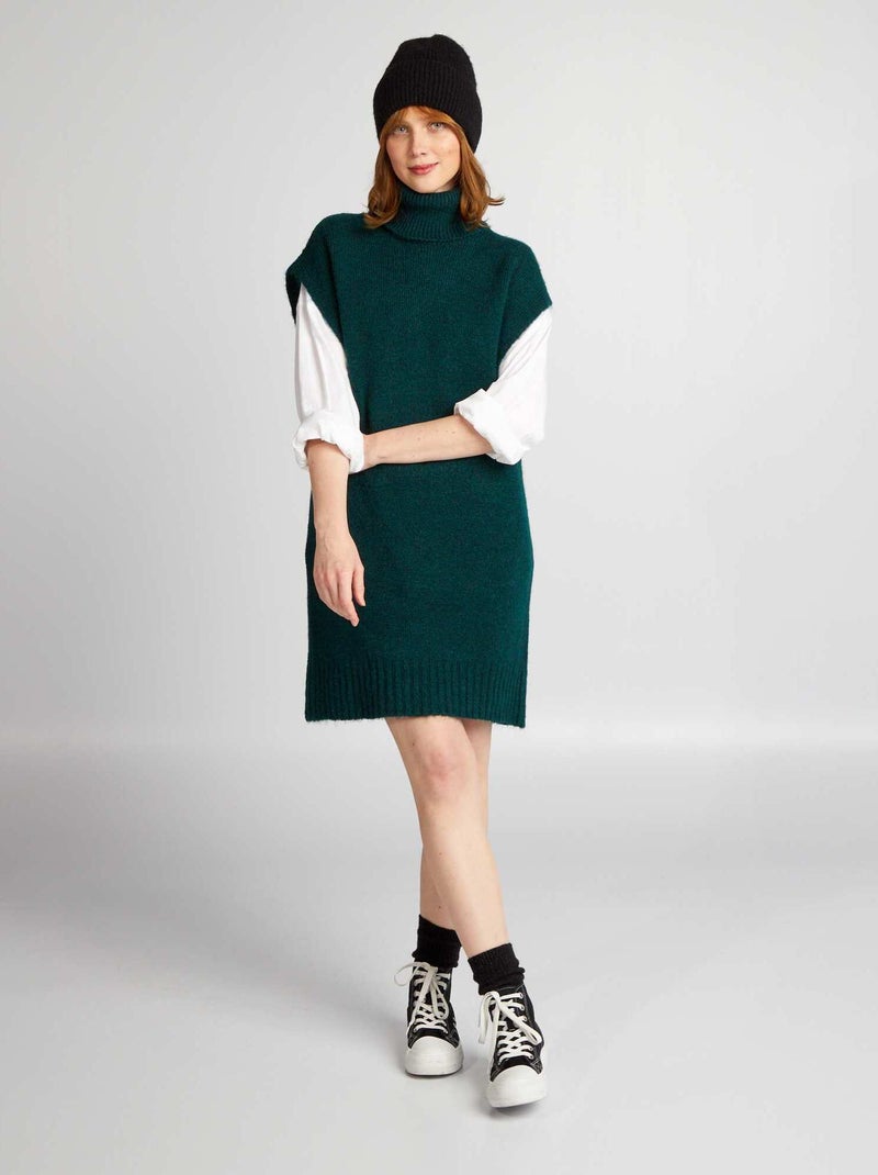 Vestido tipo jersey de cuello vuelto VERDE - Kiabi