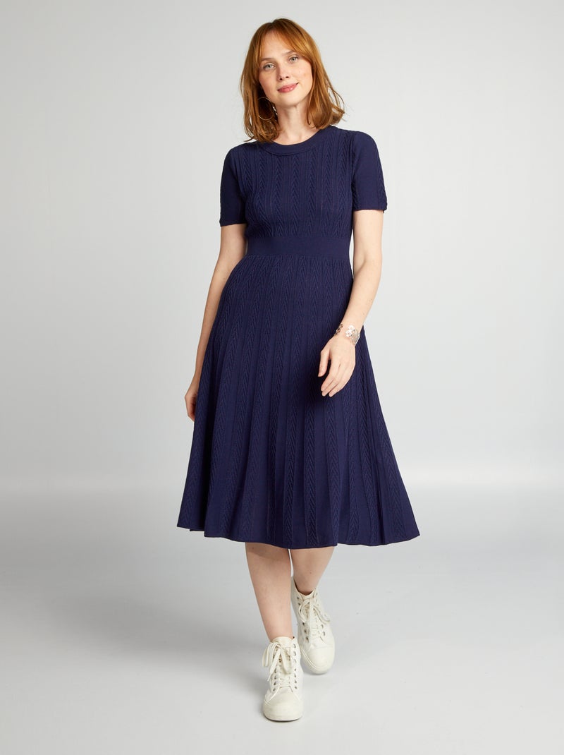 Vestido tipo jersey de espiga AZUL - Kiabi