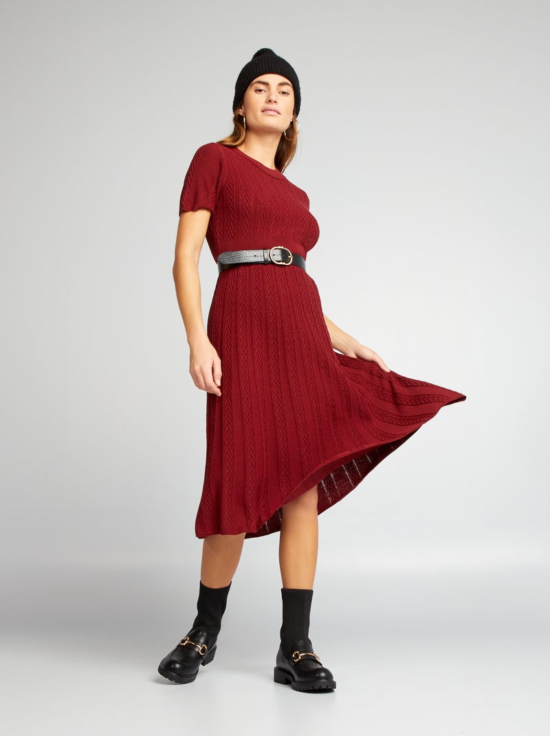 Vestido tipo jersey de espiga ROJO - Kiabi