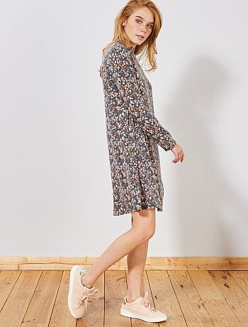 Vestido tipo jersey de flores - Kiabi