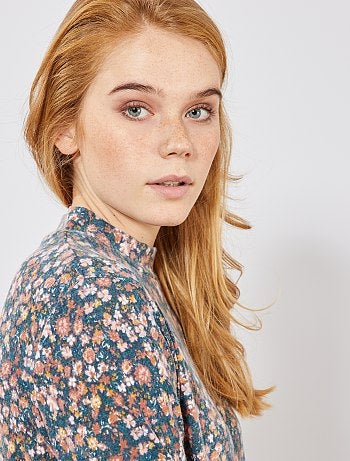 Vestido tipo jersey de flores - Kiabi