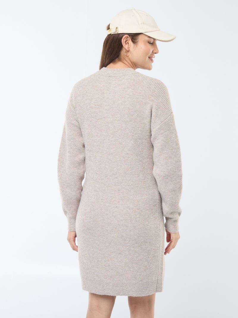 Vestido tipo jersey de lactancia con cierre de botones Beige - Kiabi