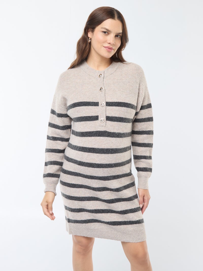 Vestido tipo jersey de lactancia con cierre de botones Beige - Kiabi