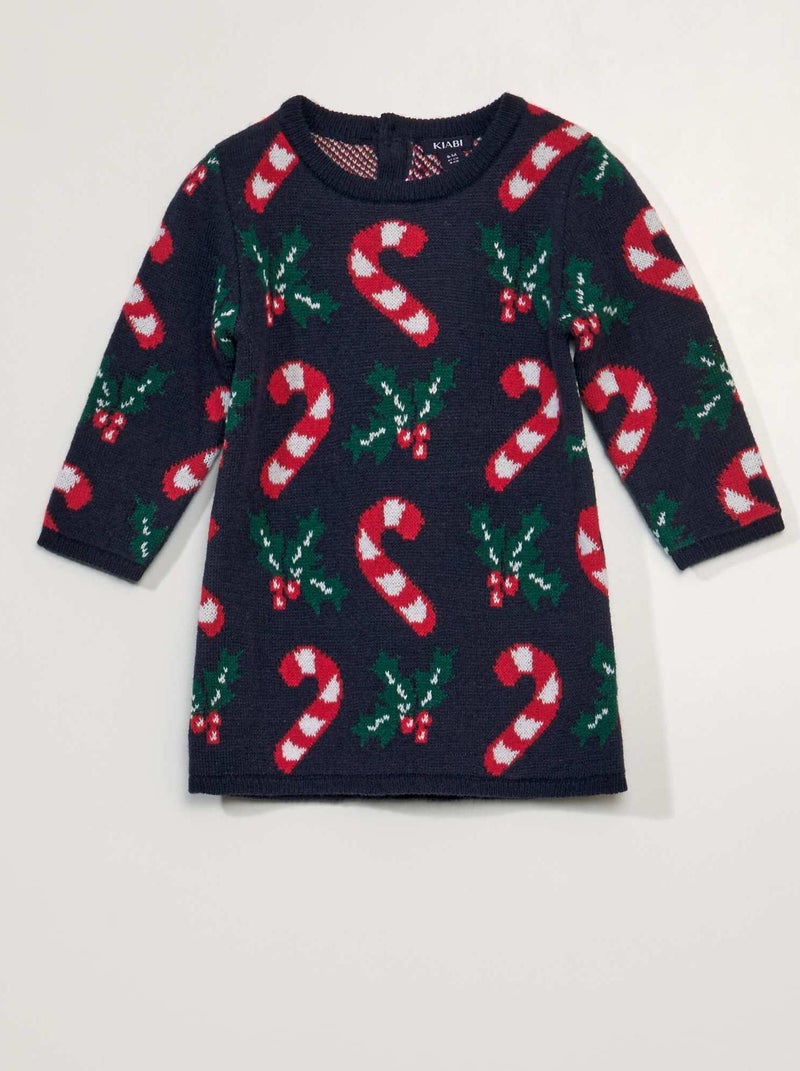 Vestido tipo jersey de Navidad AZUL - Kiabi