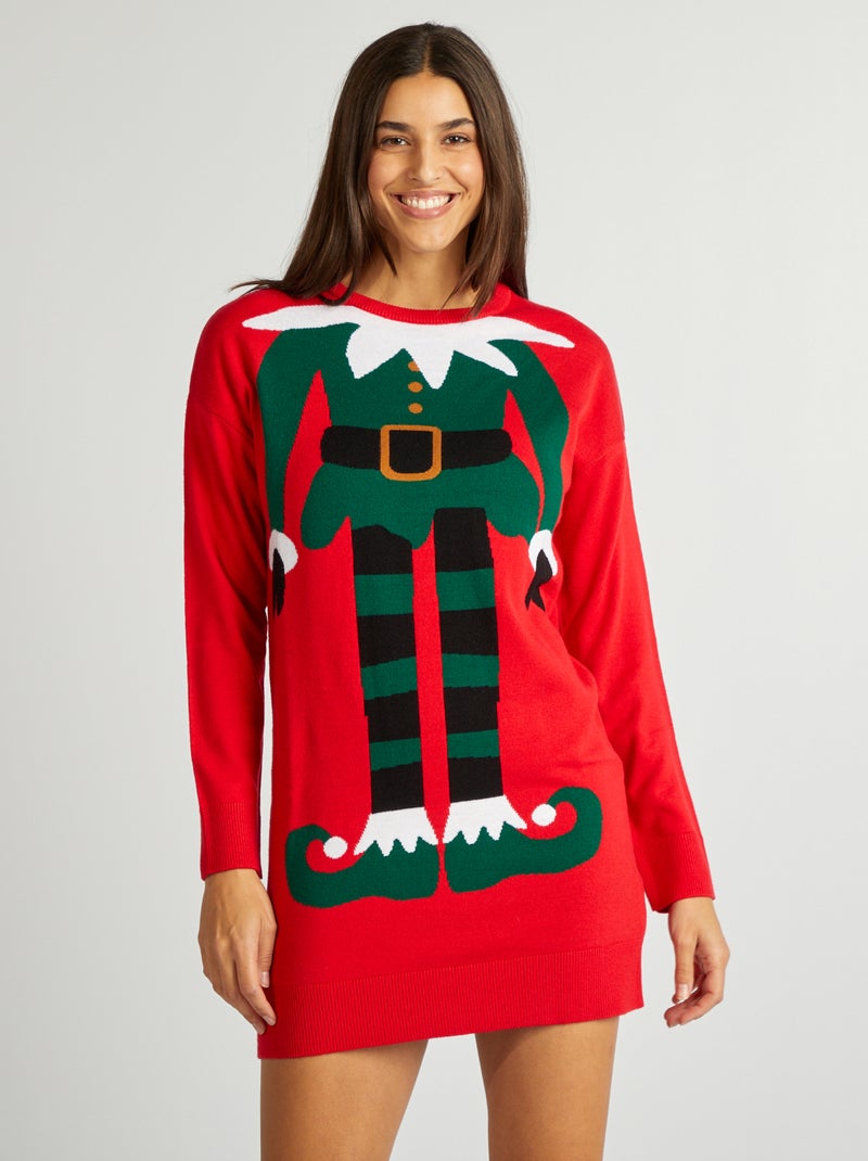 Navidad Kiabi Vestido Punto Vestido Tipo Jersey De Navidad AZUL Kiabi