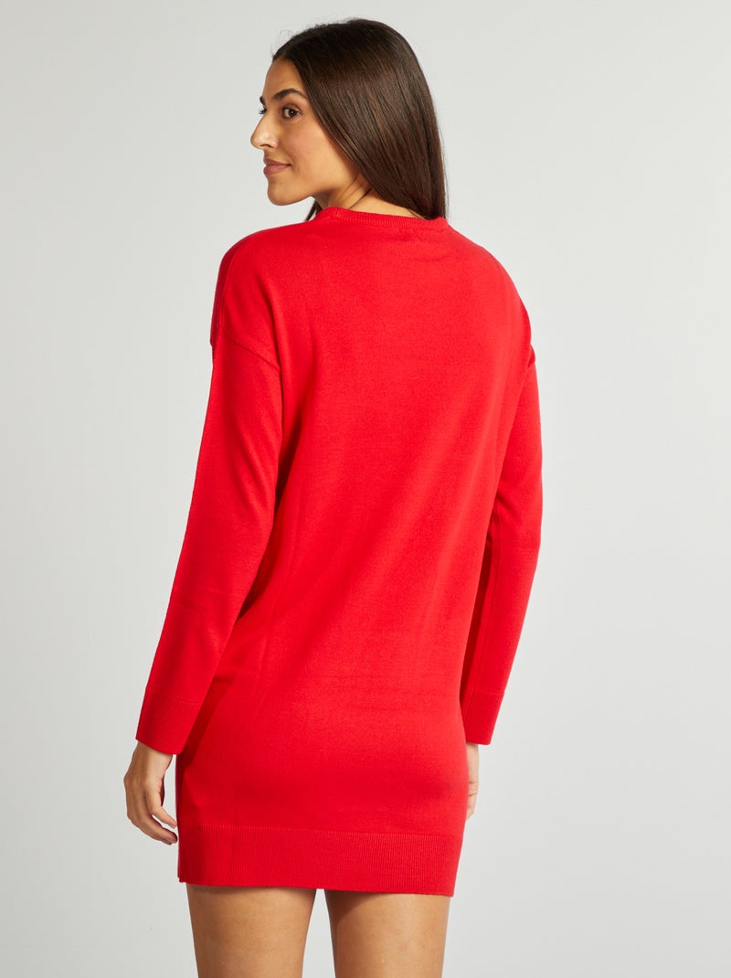 Vestido tipo jersey de Navidad ROJO - Kiabi