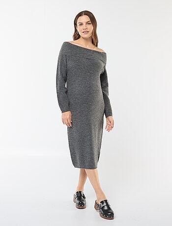Vestido tipo jersey de premamá con cuello bardot