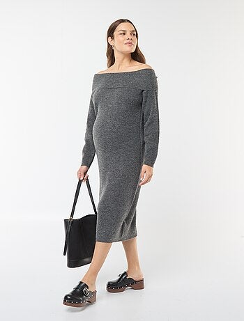 Vestido tipo jersey de premamá con cuello bardot
