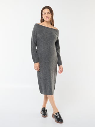 Vestido tipo jersey de premamá con cuello bardot