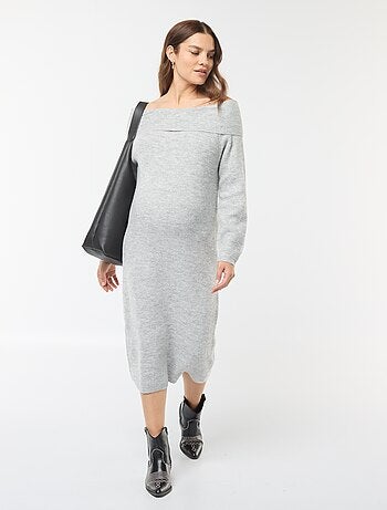 Vestido tipo jersey de premamá con cuello bardot