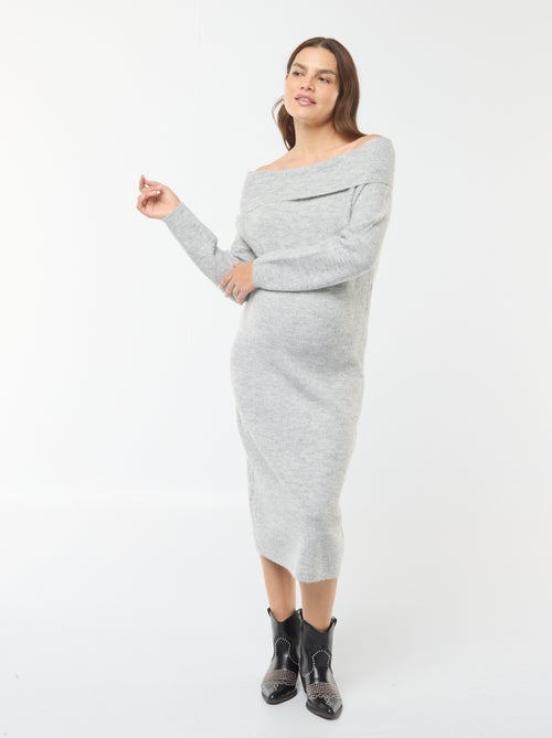 Vestido tipo jersey de premamá con cuello bardot - Kiabi
