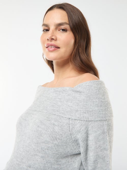 Vestido tipo jersey de premamá con cuello bardot - Kiabi