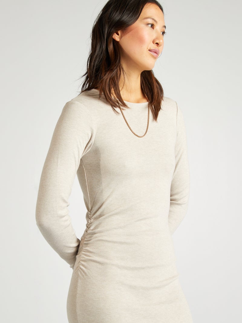 Vestido tipo jersey de punto BEIGE - Kiabi