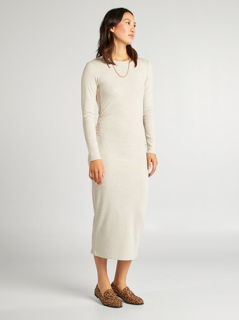 Vestido tipo jersey de punto BEIGE - Kiabi