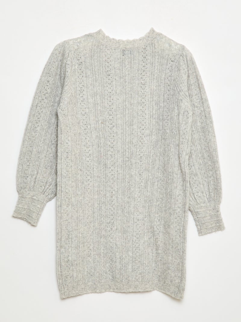 Vestido tipo jersey de punto calado Gris - Kiabi