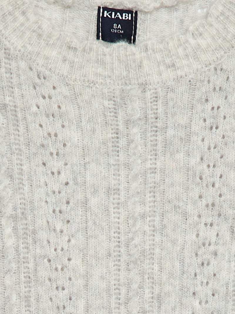 Vestido tipo jersey de punto calado Gris - Kiabi