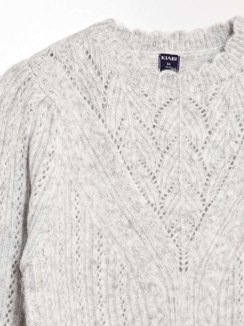 Vestido tipo jersey de punto calado y trenzado GRIS - Kiabi