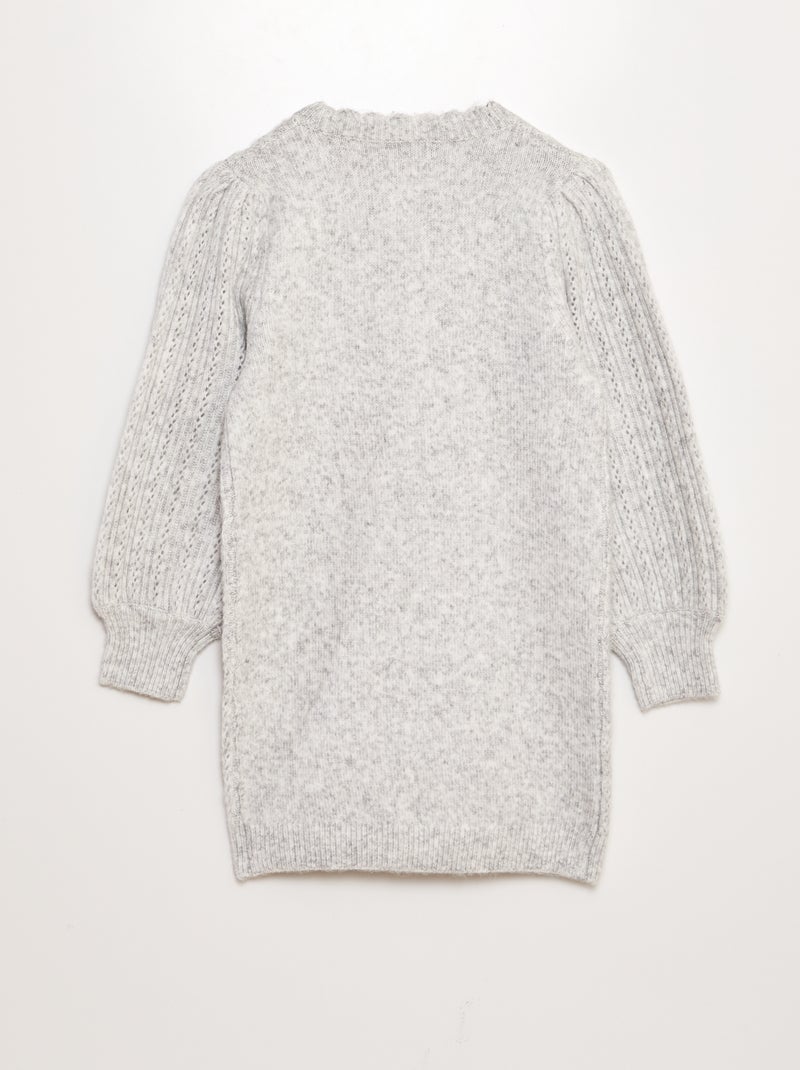 Vestido tipo jersey de punto calado y trenzado GRIS - Kiabi