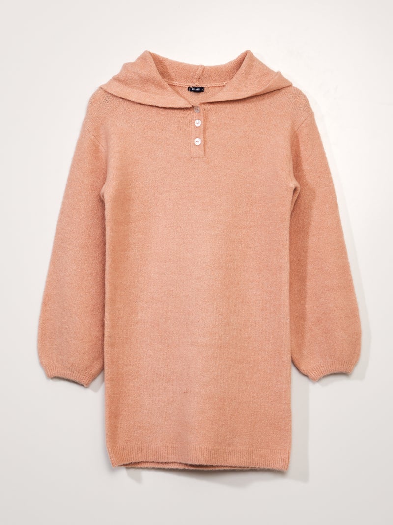 Vestido tipo jersey de punto con capucha ROSA - Kiabi