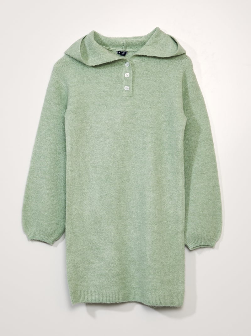 Vestido tipo jersey de punto con capucha VERDE - Kiabi