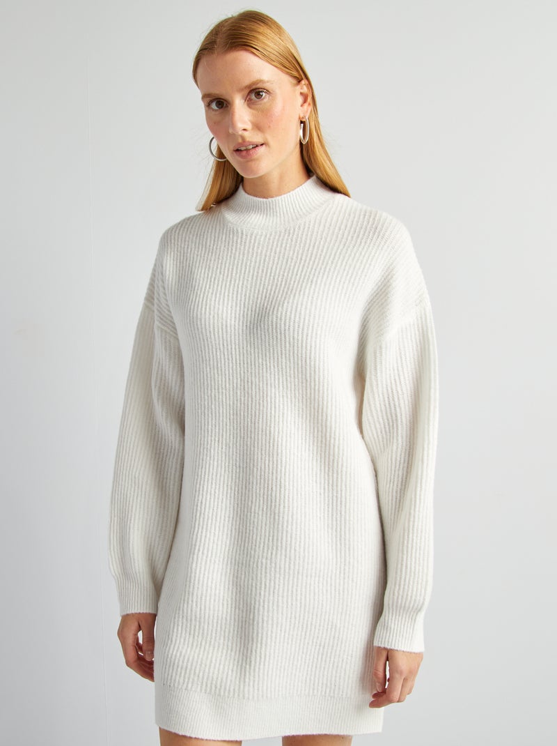 Vestido tipo jersey de punto con cuello ajustado BLANCO - Kiabi