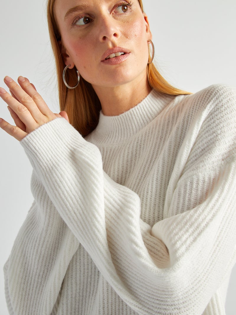 Vestido tipo jersey de punto con cuello ajustado BLANCO - Kiabi