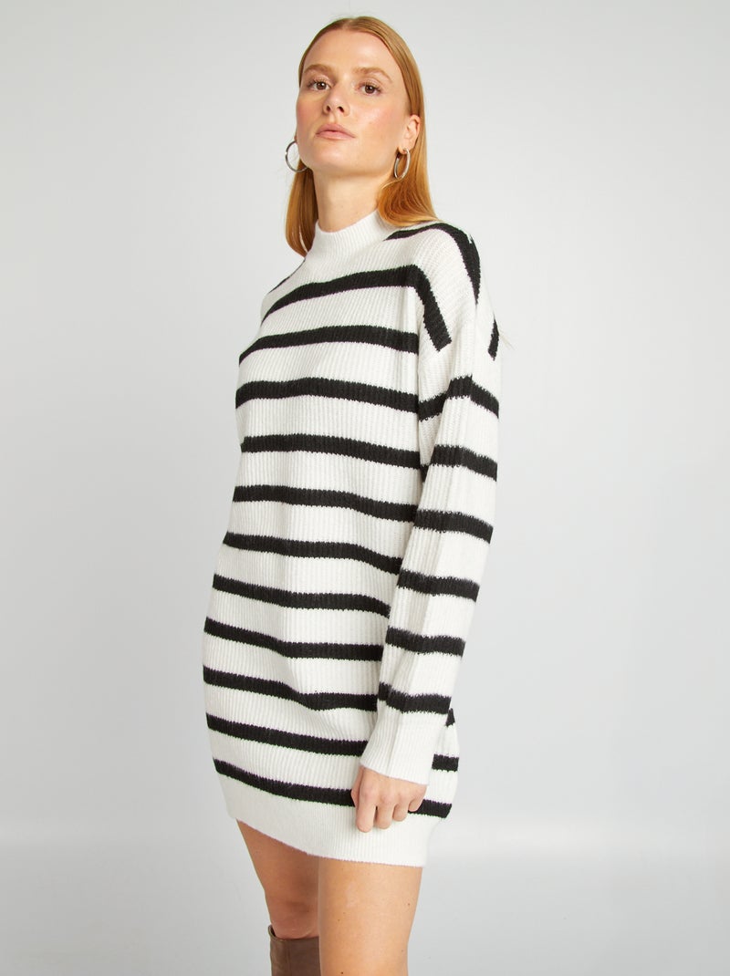 Vestido tipo jersey de punto con cuello ajustado BLANCO - Kiabi