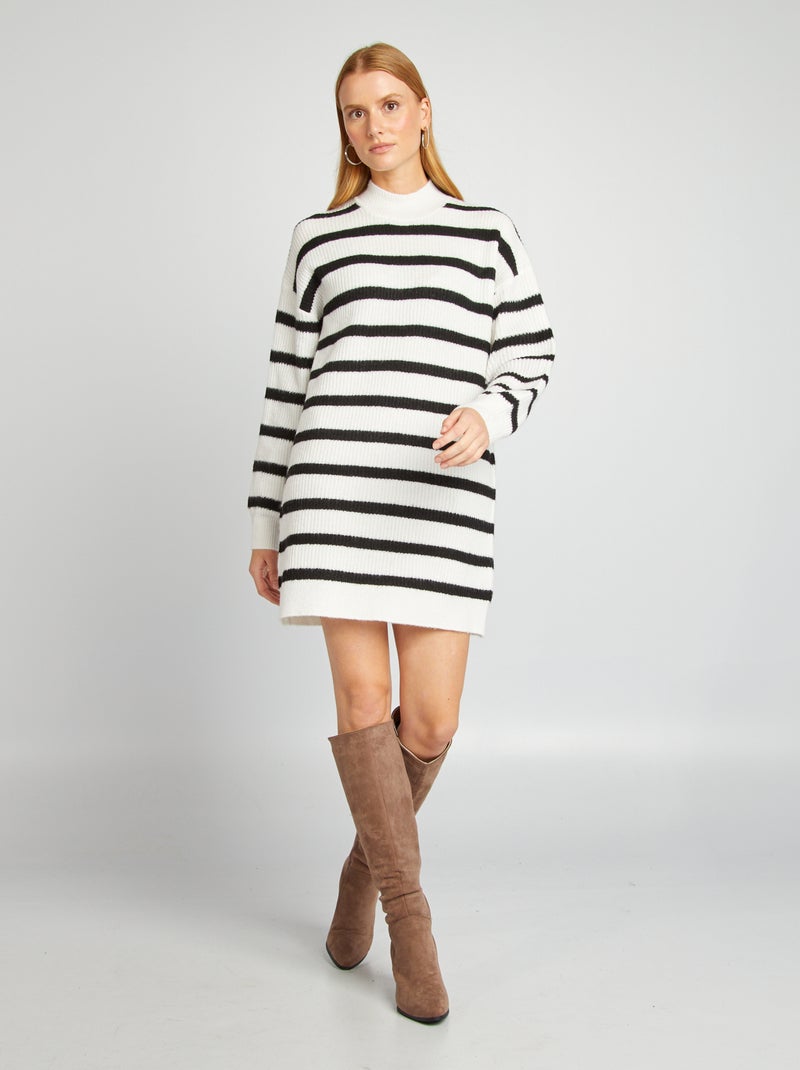 Vestido tipo jersey de punto con cuello ajustado BLANCO - Kiabi