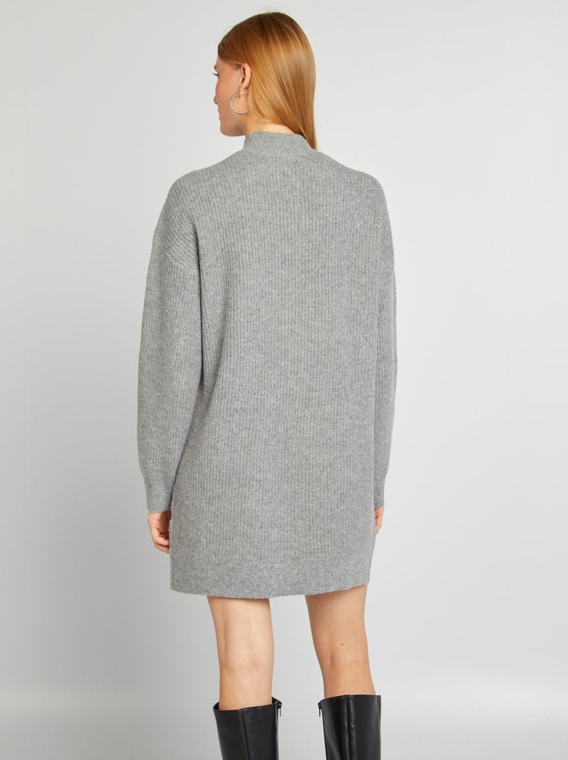 Vestido tipo jersey de punto con cuello ajustado GRIS - Kiabi