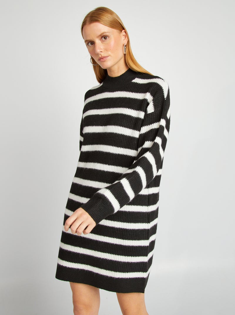 Vestido tipo jersey de punto con cuello ajustado NEGRO - Kiabi