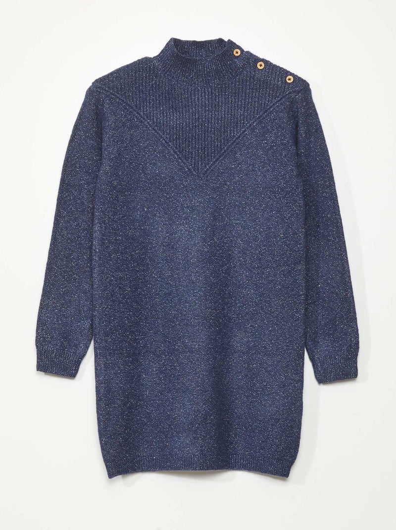 Vestido tipo jersey de punto con cuello alto NEGRO - Kiabi