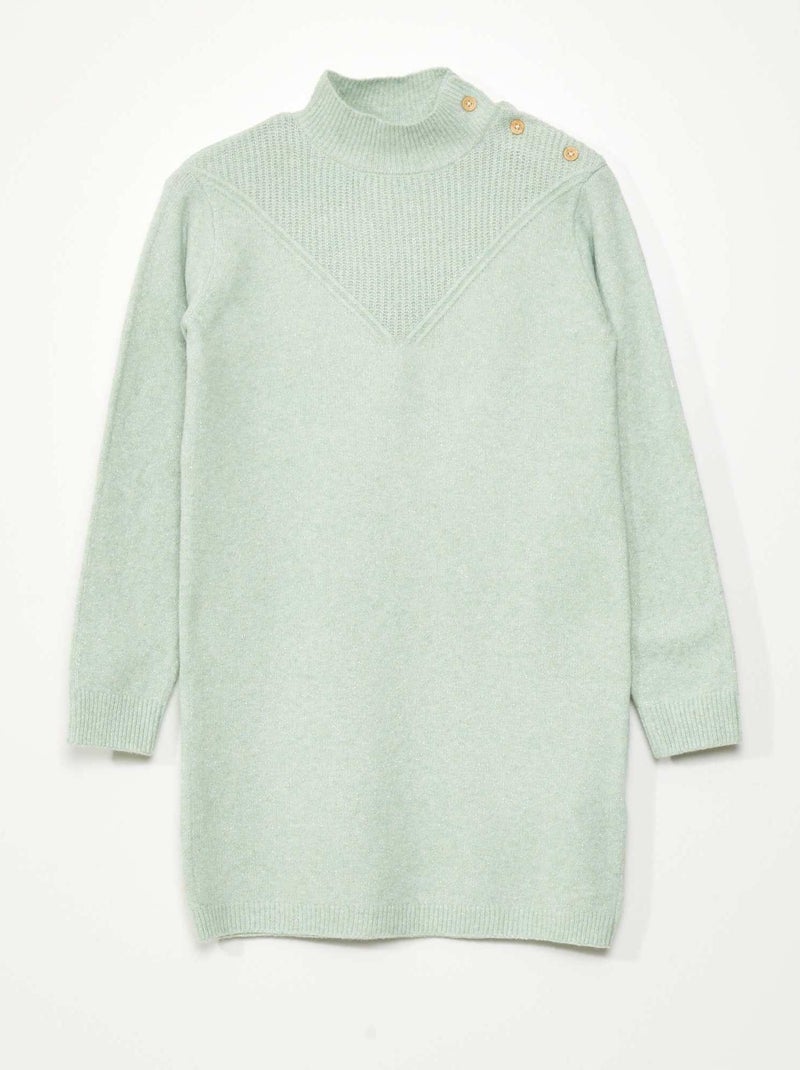 Vestido tipo jersey de punto con cuello alto VERDE - Kiabi