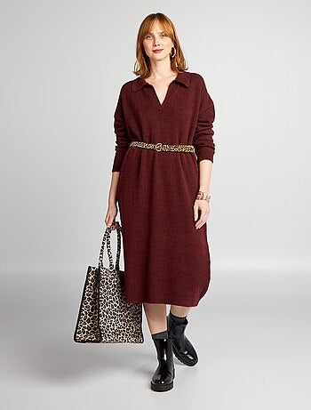 Vestido tipo jersey de punto con cuello - Kiabi