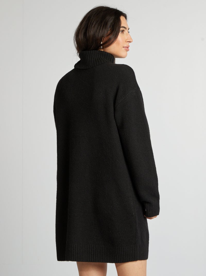 Vestido tipo jersey de punto con cuello vuelto negro - Kiabi