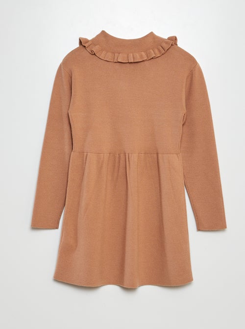 Vestido tipo jersey de punto con volante en el cuello - Kiabi