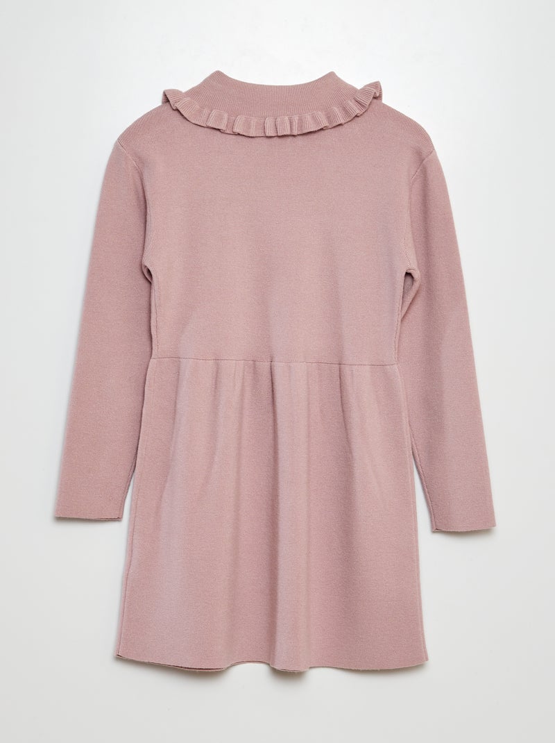 Vestido tipo jersey de punto con volante en el cuello PURPURA - Kiabi