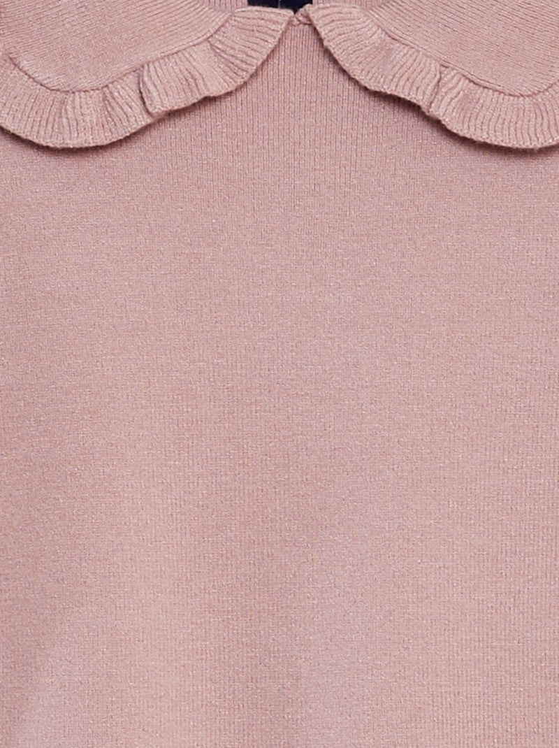 Vestido tipo jersey de punto con volante en el cuello PURPURA - Kiabi