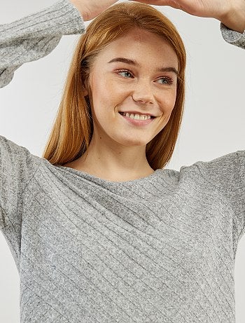 Vestido tipo jersey de punto de canalé - Kiabi