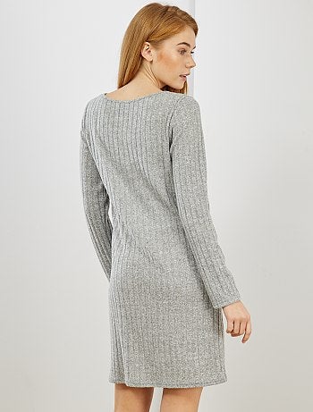 Vestido tipo jersey de punto de canalé - Kiabi