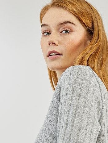 Vestido tipo jersey de punto de canalé - Kiabi