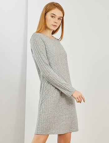 Vestido tipo jersey de punto de canalé - Kiabi