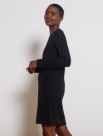 Vestido tipo jersey de punto de canalé - Kiabi