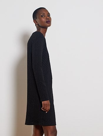Vestido tipo jersey de punto de canalé - Kiabi
