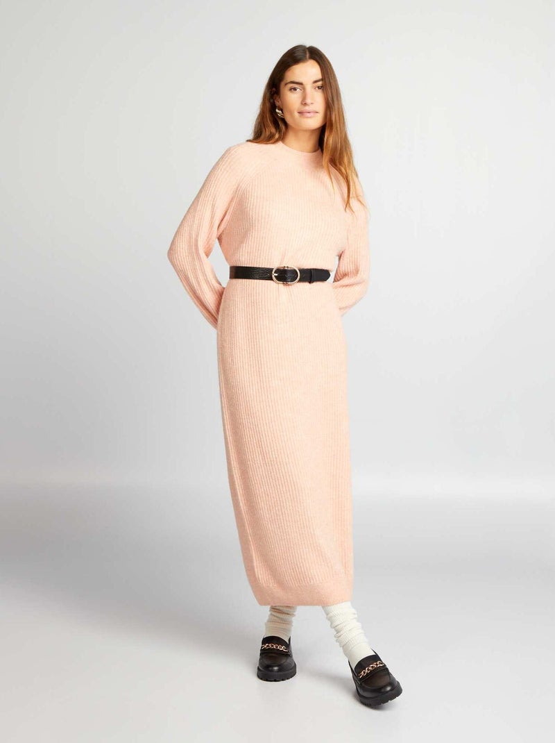 Vestido tipo jersey de punto de canalé ROSA - Kiabi