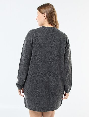 Vestido jersey de punto grueso con strass en el cuello