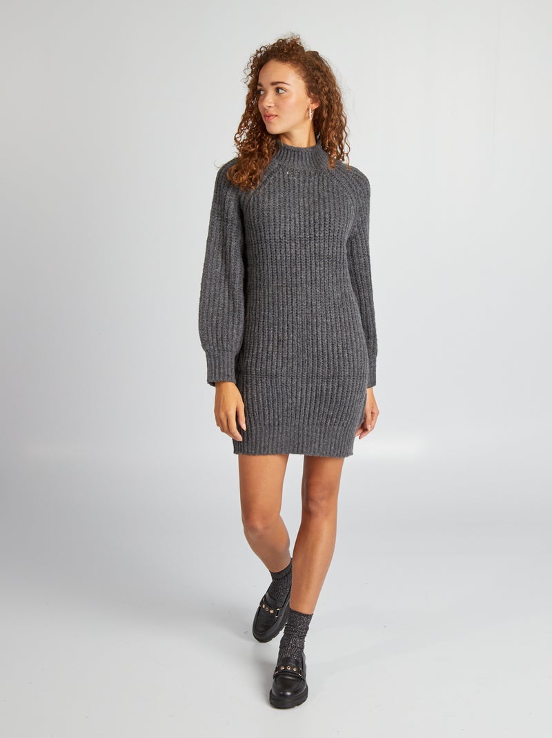 Vestido tipo jersey de punto grueso GRIS - Kiabi
