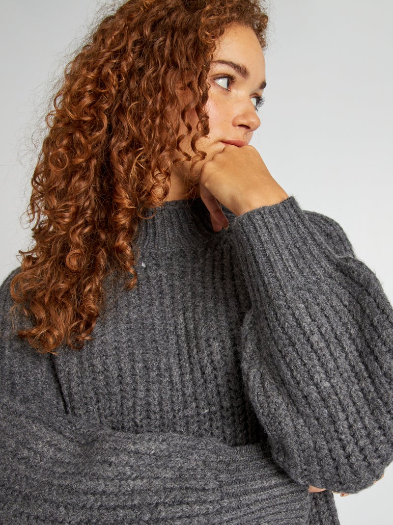 Vestido tipo jersey de punto grueso GRIS - Kiabi