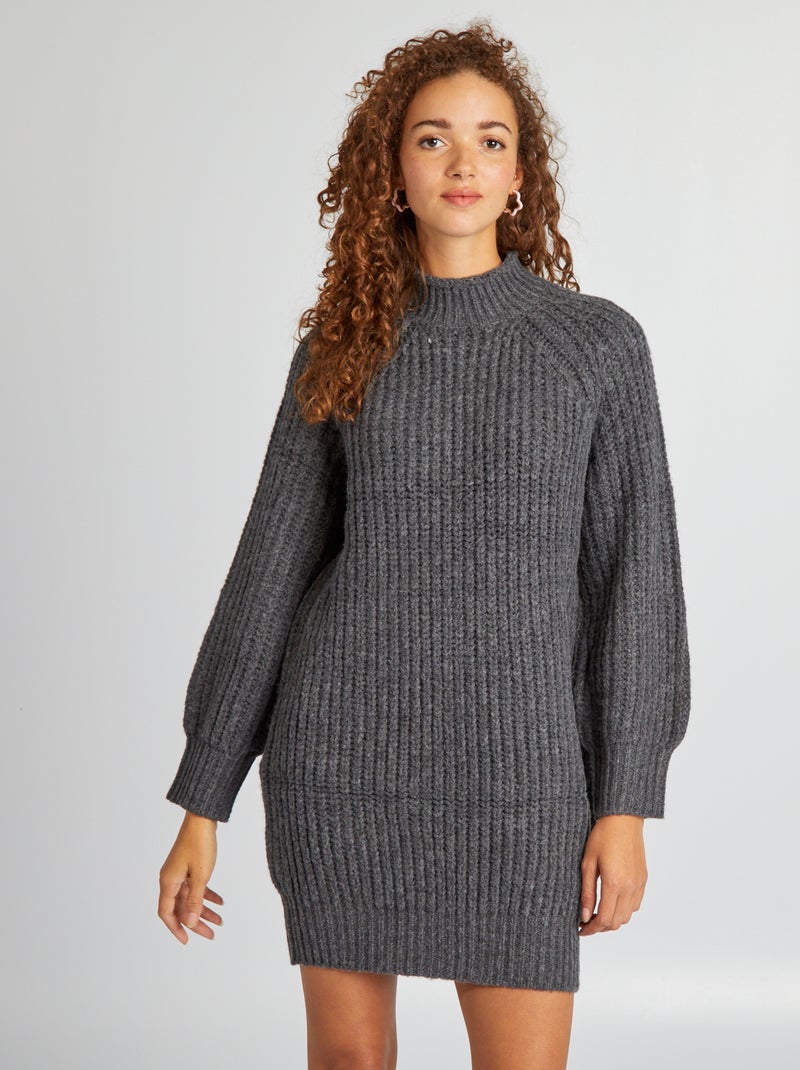 Vestido tipo jersey de punto grueso GRIS - Kiabi