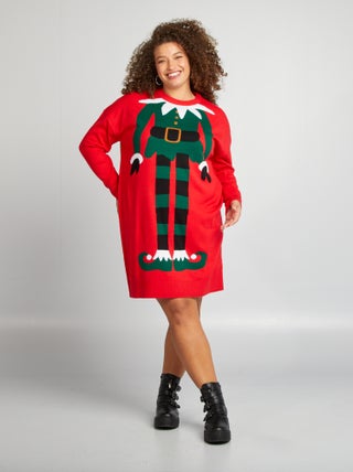 Vestido tipo jersey de punto 'Navidad' 'duende'